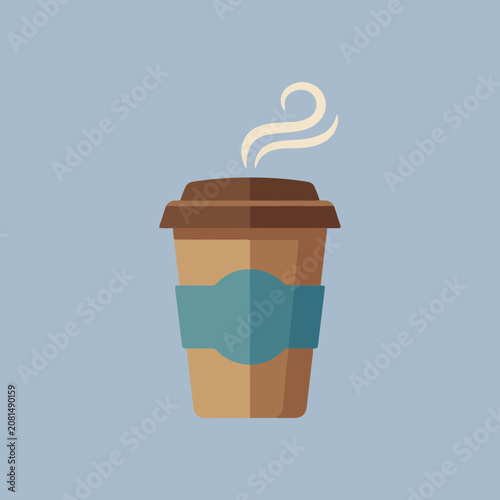 A flat vector illustration of a steaming hot beverage cup