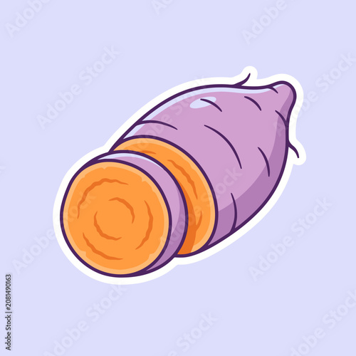 Cartoon illustration of a sliced purple sweet potato