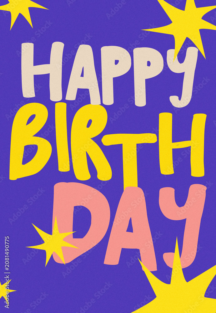Fototapeta premium Happy birthday celebration with bright colors and cheerful design in a fun style