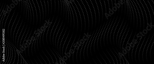 Abstract wave dots in dark background. Technology vector background. Big data.