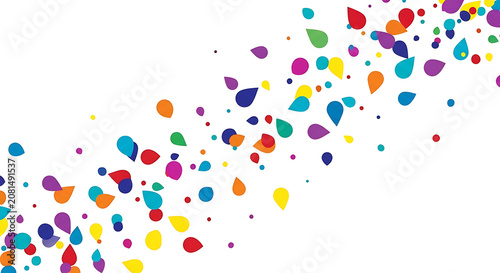 Vibrant abstract with multicolored scattered shapes and dots colorful geometric