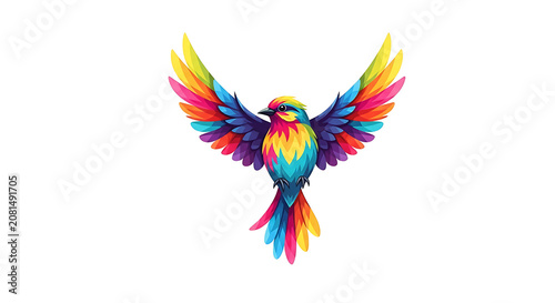 Vibrant colorful butterfly with rainbow wings and intricate patterns, isolated on white background colors
