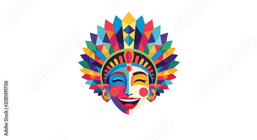 Vibrant colorful abstract of a smiling emoticon face with rainbow rays smiley happy