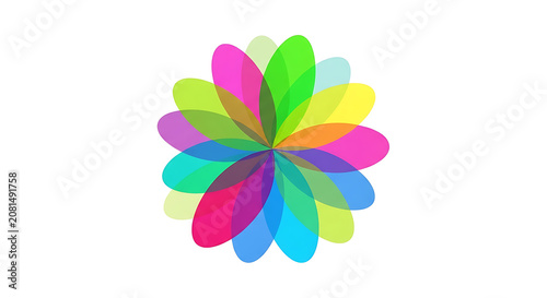 Vibrant colorful flower with gradient petals and green center colors pink