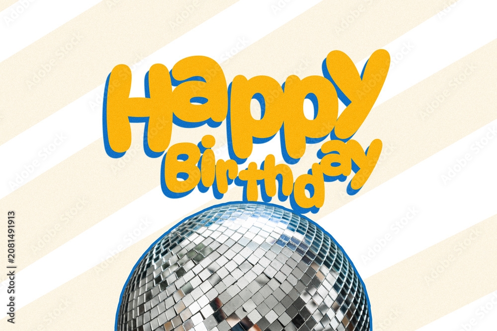 Fototapeta premium Celebration for happy birthday with disco ball and colorful decorations
