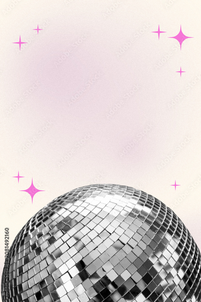 Fototapeta premium Happy birthday celebration with a disco ball and colorful decorations