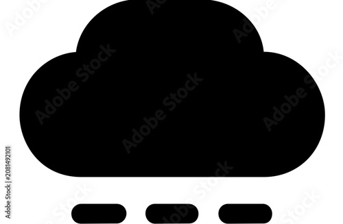 Bold tropical rain cloud vector illustration, solid minimalist icon with rounded form for island weather alerts, jungle mist graphics, forecast apps, eco posters, and clean nature branding