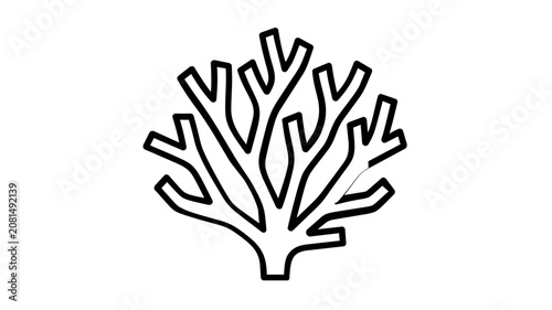 Branching coral reef vector icon illustration with bold clean outline, tropical ocean life, marine habitat detail, scalable minimalist line art for ecology, diving, travel and conservation