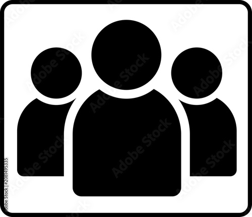 Black and white group people icon representing a team in a minimalist style