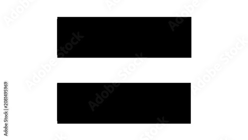 Compact block equal sign vector icon with crisp rectangular bars, black on white, expressing equality, love, peace, unity, justice, fairness, and solidarity in a scalable flat illustration