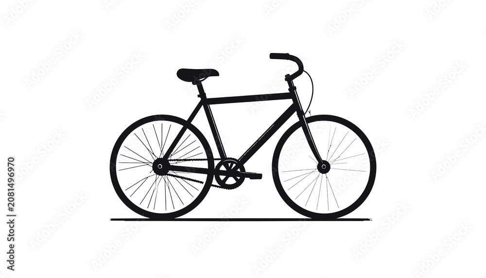Fototapeta premium Black bicycle with two wheels.