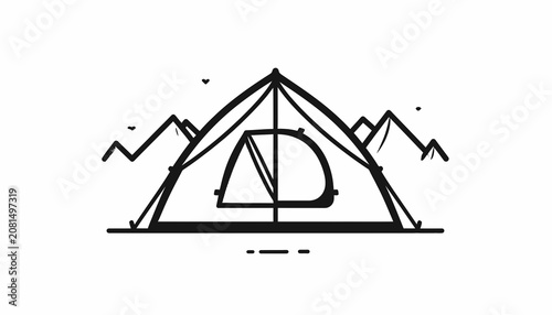 Tableau sur toile Black line drawing of a tent.