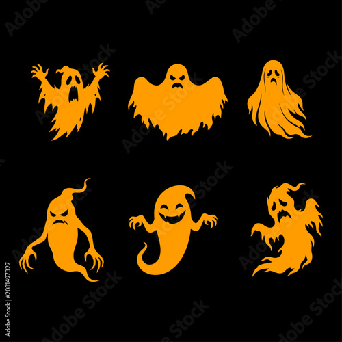 Halloween ghosts silhouettes for spooky decorations and party themes