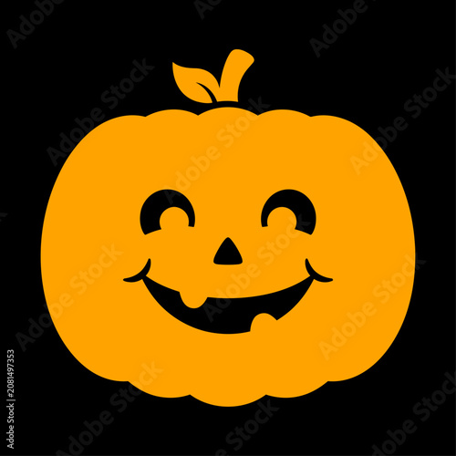 Smiling jack o' lantern face for halloween decorations and symbols