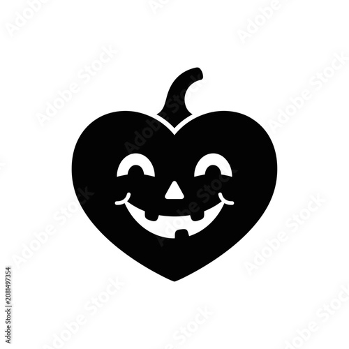 Halloween heart shaped jack o' lantern icon for spooky decorations and holiday events