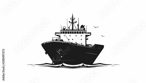 Tableau sur toile Large Ship Sailing on the Water.