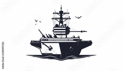 Schilderij op canvas Large Warship Naval Vessel Ocean.