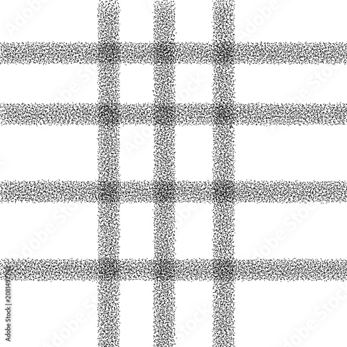 Stipple Plaid Pattern – Black Grid on White Background