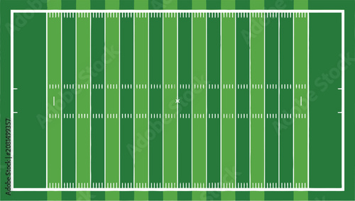 Quadro su tela American football field markings top down view on green grass