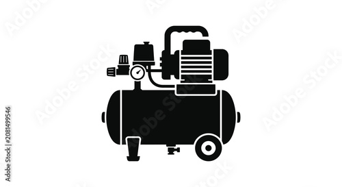 Konstfotografi Air Compressor Silhouette Black Shape On White Background