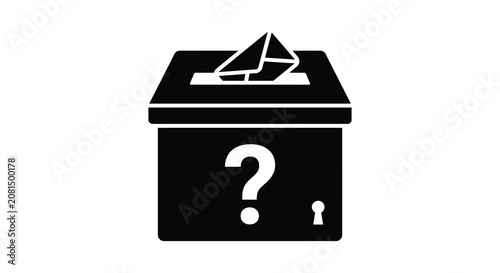 Obraz na plátně Ballot box with paper and question mark black silhouette
