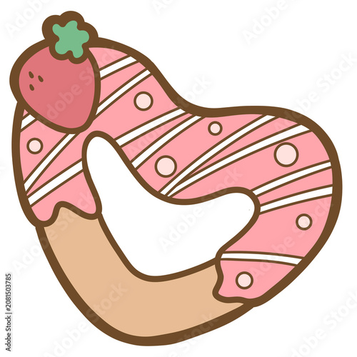 Cute donut with strawberry cream Dessert clipart png