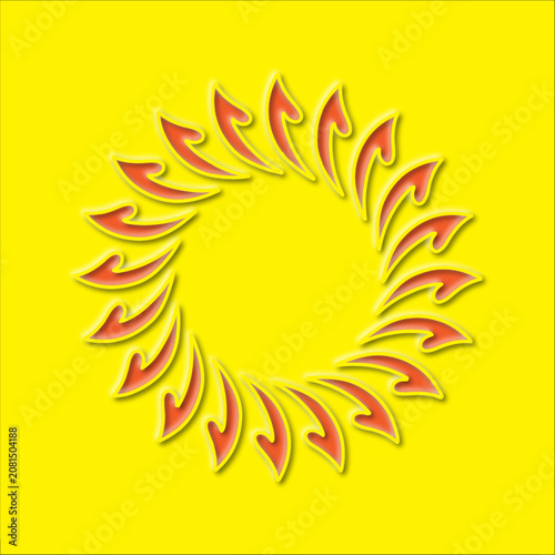 Abstract Orange Embossed Sunburst Circular Logo Design
