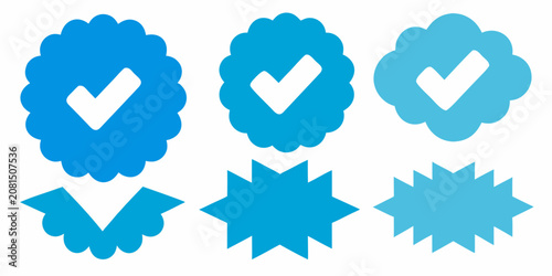 Verified Badge Icons Blue Gradient Flat Design On White Background