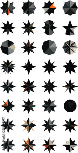 Set of starburst icons, abs...