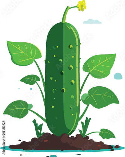 Growing cucumber plant with...