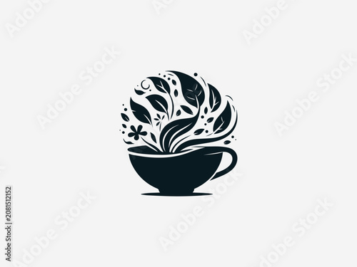 Nature Tea black vector logo white background
