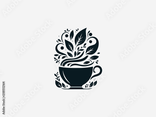 Nature Tea black vector logo white background