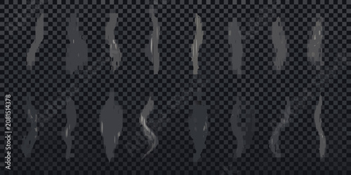 Fotografía Smoke Plumes Collection Realistic Shapes With Transparent Background
