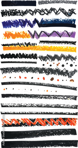 Set of rough scribble brush...