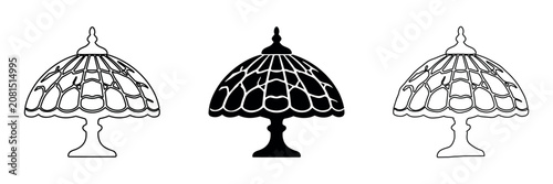 Fotografía Collection of three stylized lampshade designs in outline and solid styles