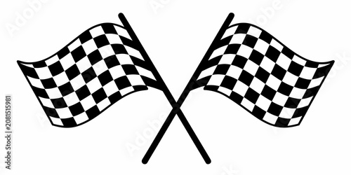 Photos Crossed Checkered Racing Flags Black And White Silhouette Illustration