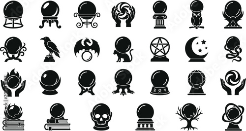 Bild auf Leinwand Halloween crystal ball icons for spooky designs on oct 31