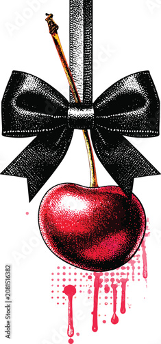 Isolated cherry with black ...