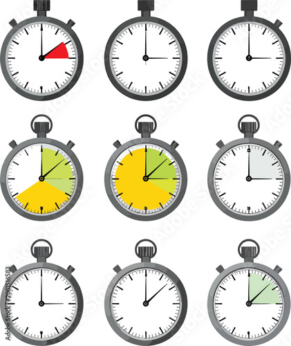 Set of stopwatch icons show...