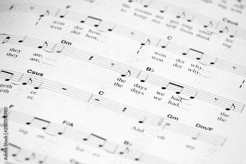 Slika na platnu Close-up shot of sheet music.