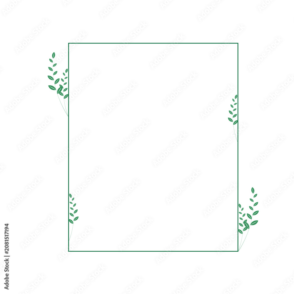 Fototapeta premium Hand Drawn Botanical Leaf Frame Collection Floral Border Vector