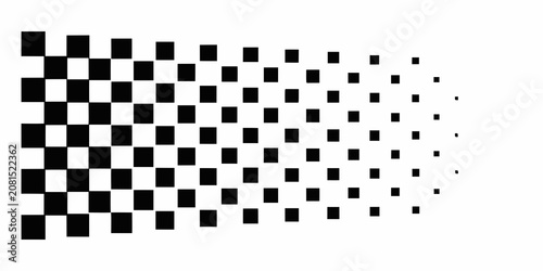 Fotografie Checkered pattern dissolving into dots black and white vector illustration