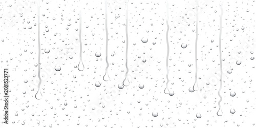 Fotografi Natural rain streaks and droplets on a transparent surface with raindrops transp