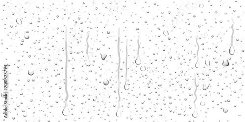 Konstfotografi Clear raindrops streaking down a clean glass windowpane with raindrops transpare