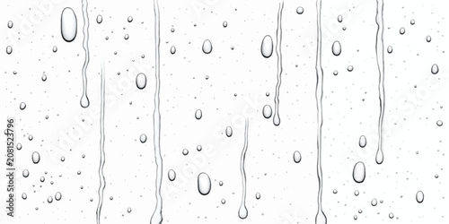 Photos Raindrops trickling down a clean glass window surface with raindrops droplets tr