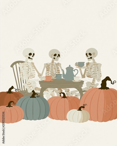 Halloween Pumpkins with Autumn Leaves and Jack O Lantern Harvest Decoration Illustration