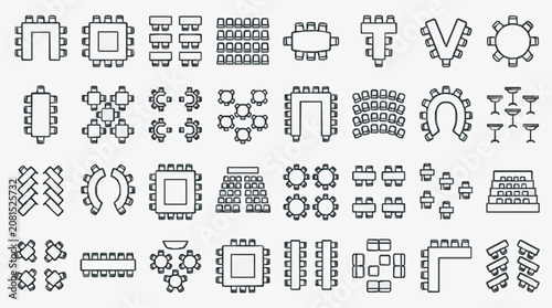 Photos Clean Minimalist Black and White Line Icons Set of Electronic Components and Con