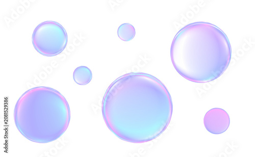 Konstfotografi Iridescent soap bubbles isolated on transparent background