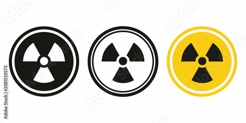 Schilderij op canvas Radioactive hazard symbol variations flat vector illustration on white backgroun