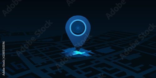 Obraz na plátně Blue Location Pin On Map Isometric Vector Illustration